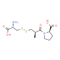 ChemSpider 2D Image | 1-[(2R)-3-{[(2S)-2-Amino-2-carboxyethyl]disulfanyl}-2-methylpropanoyl]-D-proline | C12H20N2O5S2