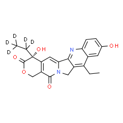 ChemSpider 2D Image | (4R)-11-Ethyl-4-(~2~H_5_)ethyl-4,9-dihydroxy-1H-pyrano[3',4':6,7]indolizino[1,2-b]quinoline-3,14(4H,12H)-dione | C22H15D5N2O5