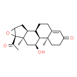 ChemSpider 2D Image | (10alpha,11beta,13alpha)-11-Hydroxy-16,17-epoxypregn-4-ene-3,20-dione | C21H28O4