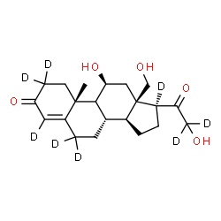 ChemSpider 2D Image | (9xi,11beta)-11,18,21-Trihydroxy(2,2,4,6,6,17,21,21-~2~H_8_)pregn-4-ene-3,20-dione | C21H22D8O5