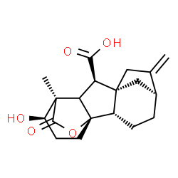 ChemSpider 2D Image | (1S,2S,5S,8S,9R,11R,12R)-12-Hydroxy-11-methyl-6-methylene-16-oxo-15-oxapentacyclo[9.3.2.1~5,8~.0~1,10~.0~2,8~]heptadecane-9-carboxylic acid | C19H24O5
