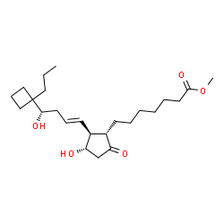 ChemSpider 2D Image | Methyl 7-{(1S,2S,3S)-3-hydroxy-2-[(1E,4S)-4-hydroxy-4-(1-propylcyclobutyl)-1-buten-1-yl]-5-oxocyclopentyl}heptanoate | C24H40O5