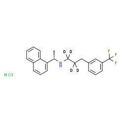 ChemSpider 2D Image | N-[(1S)-1-(1-Naphthyl)ethyl]-3-[3-(trifluoromethyl)phenyl]-1-(1,1,2,2-~2~H_4_)propanamine hydrochloride (1:1) | C22H19D4ClF3N