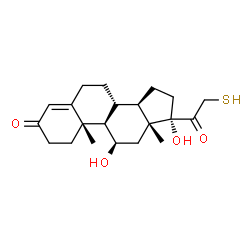 ChemSpider 2D Image | (8alpha,9beta,10alpha,11alpha,13alpha,14beta,17alpha)-11,17-Dihydroxy-21-sulfanylpregn-4-ene-3,20-dione | C21H30O4S