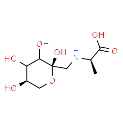 ChemSpider 2D Image | (2R)-2-({[(2S,5R)-2,3,4,5-Tetrahydroxytetrahydro-2H-pyran-2-yl]methyl}amino)propanoic acid (non-preferred name) | C9H17NO7