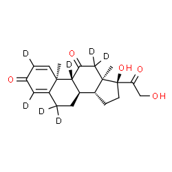 ChemSpider 2D Image | (8alpha,9beta,10alpha,13alpha,14beta,17alpha)-17,21-Dihydroxy(2,4,6,6,9,12,12-~2~H_7_)pregna-1,4-diene-3,11,20-trione | C21H19D7O5
