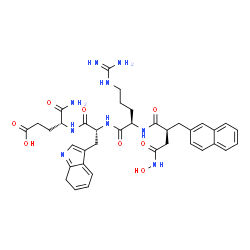 ChemSpider 2D Image | N~2~-[(2S)-4-(Hydroxyamino)-2-(2-naphthylmethyl)-4-oxobutanoyl]-D-arginyl-3-(7H-indol-3-yl)-D-alanyl-D-alpha-glutamine | C37H45N9O8