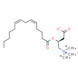 ChemSpider 2D Image | (3S)-3-[(5Z,8Z)-5,8-Tetradecadienoyloxy]-4-{tris[(~13~C)methyl]ammonio}butanoate | C1813C3H37NO4