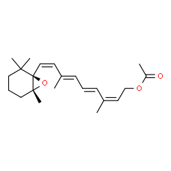 ChemSpider 2D Image | (2Z,4E,6E,8Z)-3,7-Dimethyl-9-[(1R,6R)-2,2,6-trimethyl-7-oxabicyclo[4.1.0]hept-1-yl]-2,4,6,8-nonatetraen-1-yl acetate | C22H32O3
