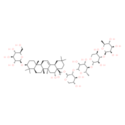 ChemSpider 2D Image | 6-Deoxy-beta-L-mannopyranosyl-(1->3)-beta-D-xylopyranosyl-(1->4)-6-deoxy-L-mannopyranosyl-(1->2)-1-O-[(3beta,16alpha,18alpha)-3-(beta-D-glucopyranosyloxy)-16-hydroxy-28-oxoolean-12-en-28-yl]-alpha-D-x
ylopyranose | C58H94O25