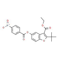ChemSpider 2D Image | Ethyl 2-tert-butyl-5-[(4-nitrobenzoyl)oxy]-1-benzofuran-3-carboxylate | C22H21NO7