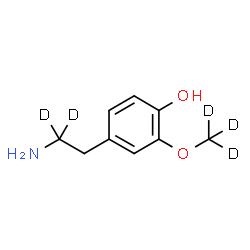 ChemSpider 2D Image | 4-[2-Amino(2,2-~2~H_2_)ethyl]-2-[(~2~H_3_)methyloxy]phenol | C9H8D5NO2