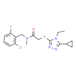 ChemSpider 2D Image | N-(2-Chloro-6-fluorobenzyl)-2-[(5-cyclopropyl-4-ethyl-4H-1,2,4-triazol-3-yl)sulfanyl]-N-methylacetamide | C17H20ClFN4OS