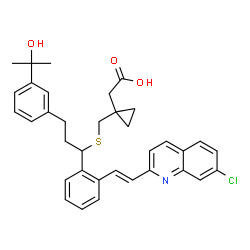 ChemSpider 2D Image | (1-{[(1-{2-[(E)-2-(7-Chloro-2-quinolinyl)vinyl]phenyl}-3-[3-(2-hydroxy-2-propanyl)phenyl]propyl)sulfanyl]methyl}cyclopropyl)acetic acid | C35H36ClNO3S