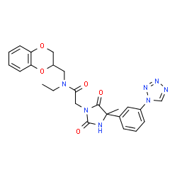 ChemSpider 2D Image | N-(2,3-Dihydro-1,4-benzodioxin-2-ylmethyl)-N-ethyl-2-{4-methyl-2,5-dioxo-4-[3-(1H-tetrazol-1-yl)phenyl]-1-imidazolidinyl}acetamide | C24H25N7O5