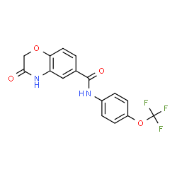 ChemSpider 2D Image | 3-Oxo-N-[4-(trifluoromethoxy)phenyl]-3,4-dihydro-2H-1,4-benzoxazine-6-carboxamide | C16H11F3N2O4