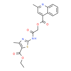 ChemSpider 2D Image | 2-{[5-(Ethoxycarbonyl)-4-methyl-1,3-thiazol-2-yl]amino}-2-oxoethyl 2-methyl-4-quinolinecarboxylate | C20H19N3O5S