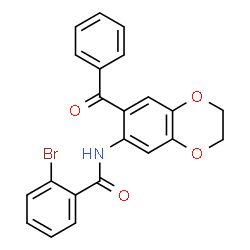 ChemSpider 2D Image | N-(7-Benzoyl-2,3-dihydro-1,4-benzodioxin-6-yl)-2-bromobenzamide | C22H16BrNO4