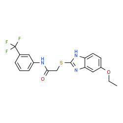 ChemSpider 2D Image | 2-[(5-Ethoxy-1H-benzimidazol-2-yl)sulfanyl]-N-[3-(trifluoromethyl)phenyl]acetamide | C18H16F3N3O2S