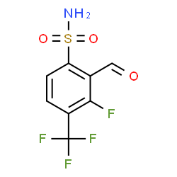 ChemSpider 2D Image | 3-Fluoro-2-formyl-4-(trifluoromethyl)benzenesulfonamide | C8H5F4NO3S
