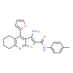 ChemSpider 2D Image | 3-Amino-4-(2-furyl)-N-(4-methylphenyl)-5,6,7,8-tetrahydrothieno[2,3-b]quinoline-2-carboxamide | C23H21N3O2S