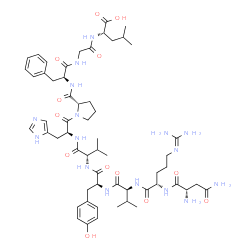 ChemSpider 2D Image | L-Asparaginyl-N~5~-(diaminomethylene)-L-ornithyl-L-valyl-L-tyrosyl-L-valyl-L-histidyl-L-prolyl-L-phenylalanylglycyl-L-leucine | C57H84N16O13