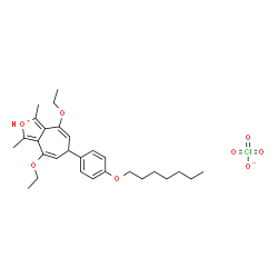 ChemSpider 2D Image | 4,8-Diethoxy-6-[4-(heptyloxy)phenyl]-1,3-dimethyl-6H-cyclohepta[c]furanium perchlorate | C28H39ClO8