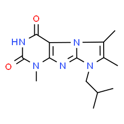 ChemSpider 2D Image | 8-Isobutyl-1,6,7-trimethyl-1H-imidazo[2,1-f]purine-2,4(3H,8H)-dione | C14H19N5O2