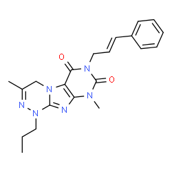 ChemSpider 2D Image | 3,9-Dimethyl-7-[(2E)-3-phenyl-2-propen-1-yl]-1-propyl-1,4-dihydro[1,2,4]triazino[3,4-f]purine-6,8(7H,9H)-dione | C21H24N6O2