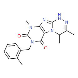 ChemSpider 2D Image | 3,4,9-Trimethyl-7-(2-methylbenzyl)-1,4-dihydro[1,2,4]triazino[3,4-f]purine-6,8(7H,9H)-dione | C18H20N6O2