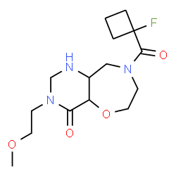 ChemSpider 2D Image | 8-[(1-Fluorocyclobutyl)carbonyl]-3-(2-methoxyethyl)octahydropyrimido[4,5-f][1,4]oxazepin-4(1H)-one | C15H24FN3O4