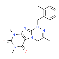 ChemSpider 2D Image | 3,7,9-Trimethyl-1-(2-methylbenzyl)-1,4-dihydro[1,2,4]triazino[3,4-f]purine-6,8(7H,9H)-dione | C18H20N6O2