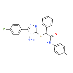 ChemSpider 2D Image | 2-{[4-Amino-5-(4-fluorophenyl)-4H-1,2,4-triazol-3-yl]sulfanyl}-N-(4-fluorophenyl)-2-phenylacetamide | C22H17F2N5OS