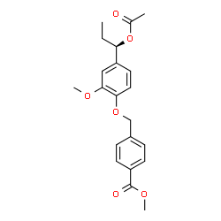ChemSpider 2D Image | Methyl 4-({4-[(1R)-1-acetoxypropyl]-2-methoxyphenoxy}methyl)benzoate | C21H24O6
