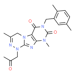 ChemSpider 2D Image | 7-(2,5-Dimethylbenzyl)-3,9-dimethyl-1-(2-oxopropyl)-1,4-dihydro[1,2,4]triazino[3,4-f]purine-6,8(7H,9H)-dione | C21H24N6O3