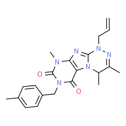 ChemSpider 2D Image | 1-Allyl-3,4,9-trimethyl-7-(4-methylbenzyl)-1,4-dihydro[1,2,4]triazino[3,4-f]purine-6,8(7H,9H)-dione | C21H24N6O2