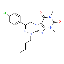 ChemSpider 2D Image | 1-[(2E)-2-Buten-1-yl]-3-(4-chlorophenyl)-7,9-dimethyl-1,4-dihydro[1,2,4]triazino[3,4-f]purine-6,8(7H,9H)-dione | C19H19ClN6O2