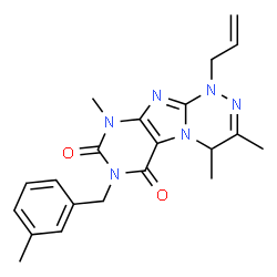 ChemSpider 2D Image | 1-Allyl-3,4,9-trimethyl-7-(3-methylbenzyl)-1,4-dihydro[1,2,4]triazino[3,4-f]purine-6,8(7H,9H)-dione | C21H24N6O2