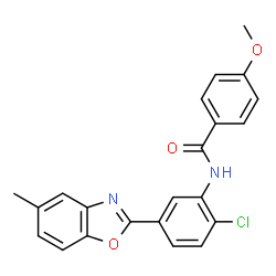 ChemSpider 2D Image | N-[2-Chloro-5-(5-methyl-1,3-benzoxazol-2-yl)phenyl]-4-methoxybenzamide | C22H17ClN2O3