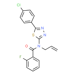 ChemSpider 2D Image | N-Allyl-N-[5-(4-chlorophenyl)-1,3,4-thiadiazol-2-yl]-2-fluorobenzamide | C18H13ClFN3OS