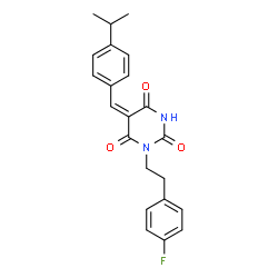 ChemSpider 2D Image | (5E)-1-[2-(4-Fluorophenyl)ethyl]-5-(4-isopropylbenzylidene)-2,4,6(1H,3H,5H)-pyrimidinetrione | C22H21FN2O3