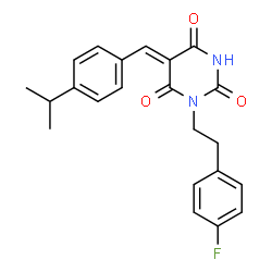 ChemSpider 2D Image | (5Z)-1-[2-(4-Fluorophenyl)ethyl]-5-(4-isopropylbenzylidene)-2,4,6(1H,3H,5H)-pyrimidinetrione | C22H21FN2O3