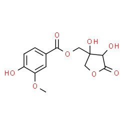 ChemSpider 2D Image | (3,4-Dihydroxy-5-oxotetrahydro-3-furanyl)methyl 4-hydroxy-3-methoxybenzoate | C13H14O8