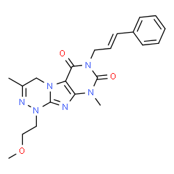 ChemSpider 2D Image | 1-(2-Methoxyethyl)-3,9-dimethyl-7-[(2E)-3-phenyl-2-propen-1-yl]-1,4-dihydro[1,2,4]triazino[3,4-f]purine-6,8(7H,9H)-dione | C21H24N6O3