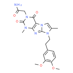 ChemSpider 2D Image | 2-{8-[2-(3,4-Dimethoxyphenyl)ethyl]-1,7-dimethyl-2,4-dioxo-1,2,4,8-tetrahydro-3H-imidazo[2,1-f]purin-3-yl}acetamide | C21H24N6O5