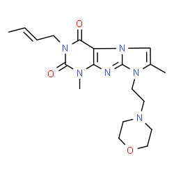 ChemSpider 2D Image | 3-[(2E)-2-Buten-1-yl]-1,7-dimethyl-8-[2-(4-morpholinyl)ethyl]-1H-imidazo[2,1-f]purine-2,4(3H,8H)-dione | C19H26N6O3