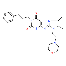 ChemSpider 2D Image | 1,6,7-Trimethyl-8-[2-(4-morpholinyl)ethyl]-3-[(2E)-3-phenyl-2-propen-1-yl]-1H-imidazo[2,1-f]purine-2,4(3H,8H)-dione | C25H30N6O3