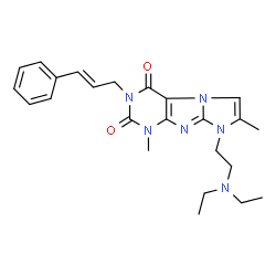 ChemSpider 2D Image | 8-[2-(Diethylamino)ethyl]-1,7-dimethyl-3-[(2E)-3-phenyl-2-propen-1-yl]-1H-imidazo[2,1-f]purine-2,4(3H,8H)-dione | C24H30N6O2
