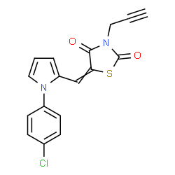 ChemSpider 2D Image | 5-{[1-(4-Chlorophenyl)-1H-pyrrol-2-yl]methylene}-3-(2-propyn-1-yl)-1,3-thiazolidine-2,4-dione | C17H11ClN2O2S