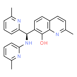 ChemSpider 2D Image | 2-Methyl-7-{(R)-(6-methyl-2-pyridinyl)[(6-methyl-2-pyridinyl)amino]methyl}-8-quinolinol | C23H22N4O